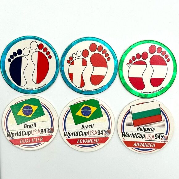 POG 6 Pc Bundle World Cup USA 1994 Hang Ten Series Austin Denmark France Brazil - Picture 1 of 7